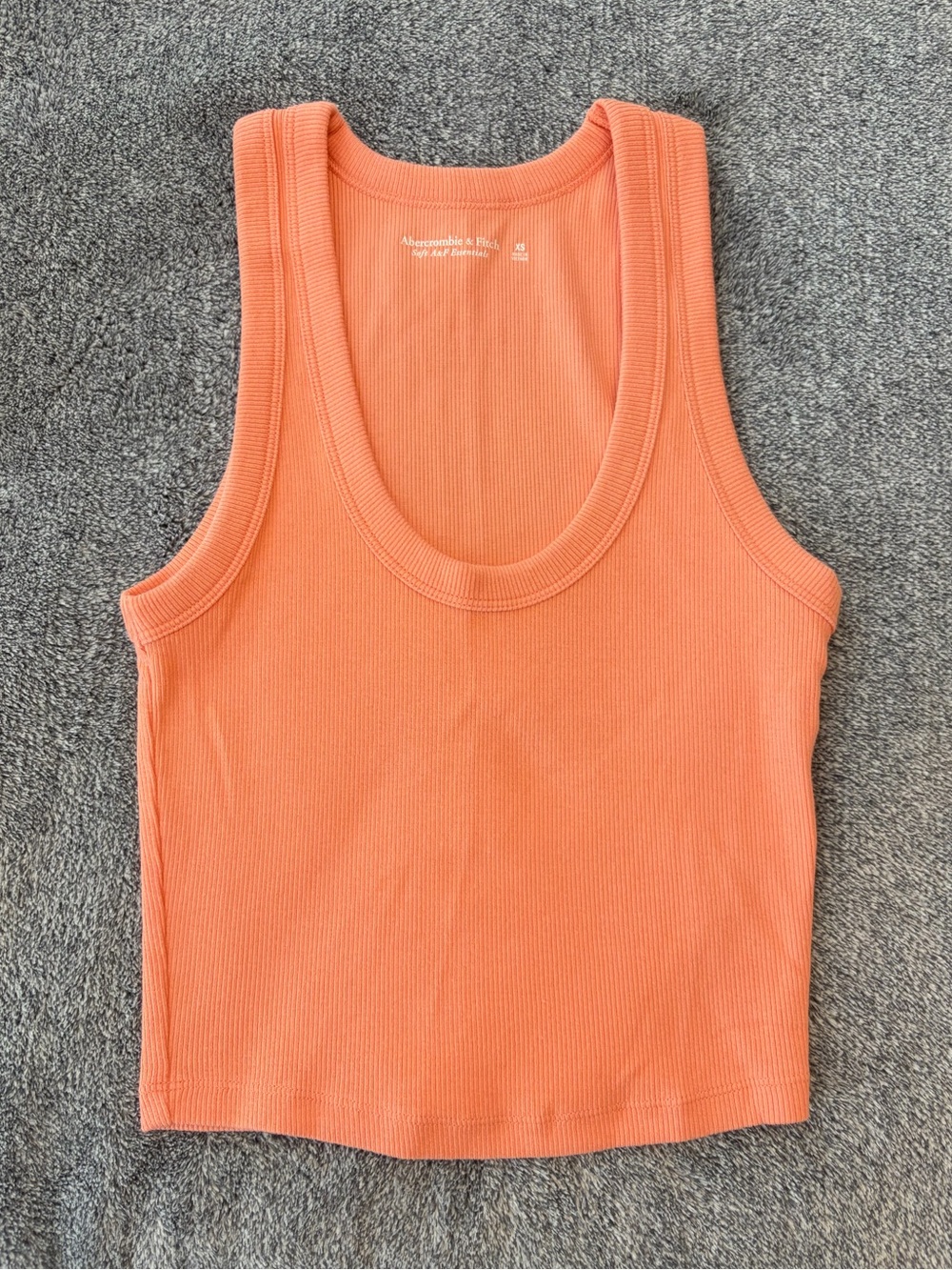 Abercrombie Women's Ribbed Scoop Neck Cropped Tank -Orange